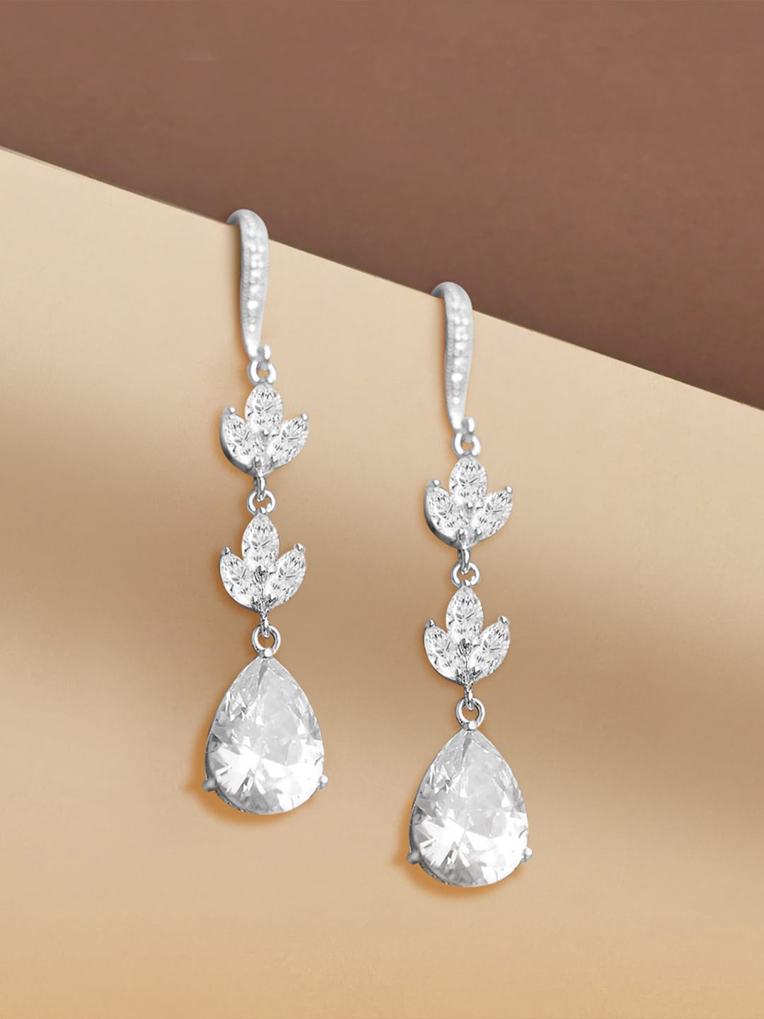 

Peora Silver-Plated Contemporary Drop Earrings