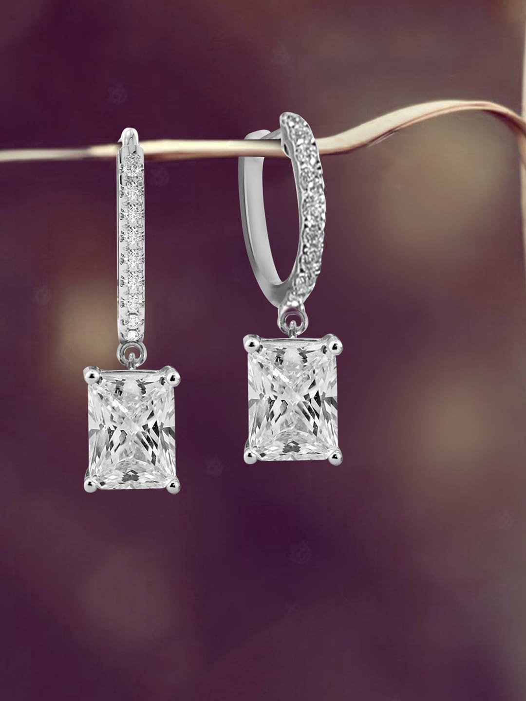 

Peora Silver-Plated Contemporary Drop Earrings