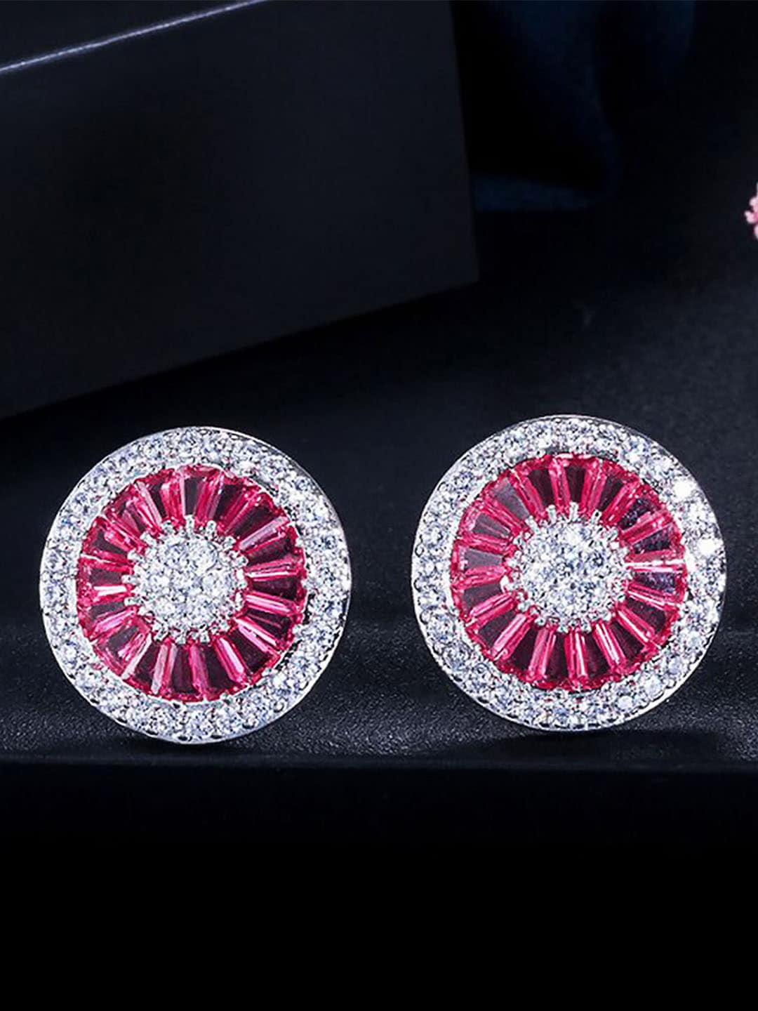 

Peora Silver-Plated Contemporary Studs Earrings, Pink