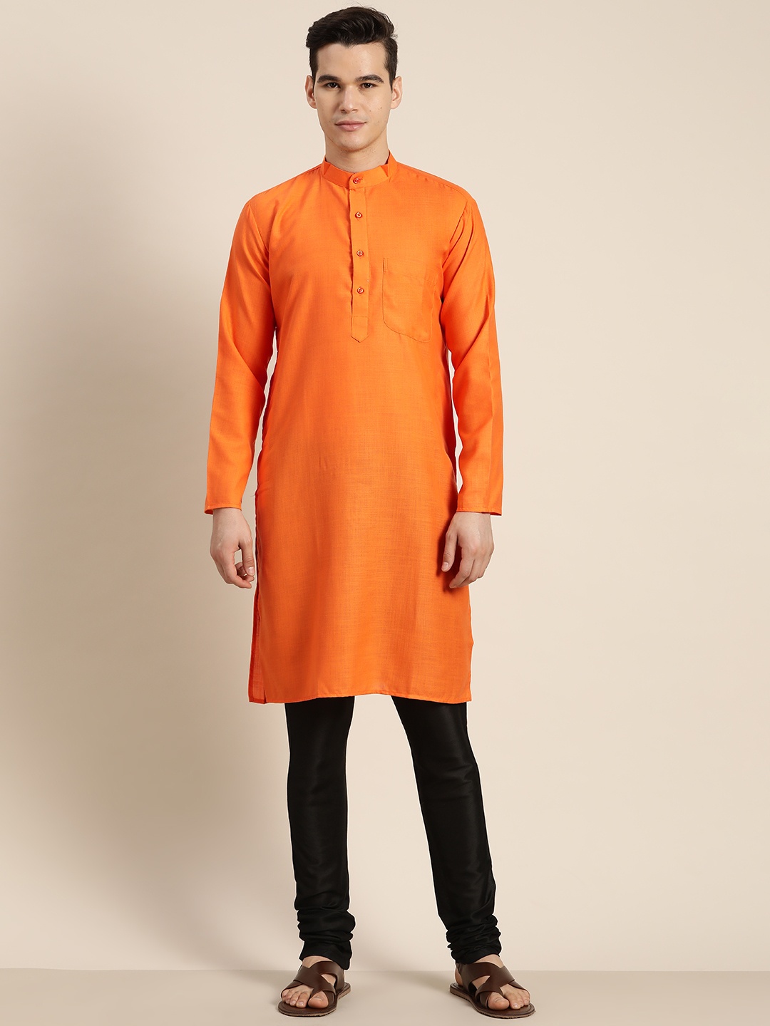 

SOJANYA Cotton Silk Kurta, Orange