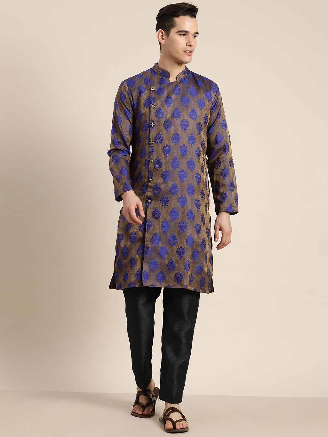 

SOJANYA Woven Design Ethnic Motifs Kurta, Blue