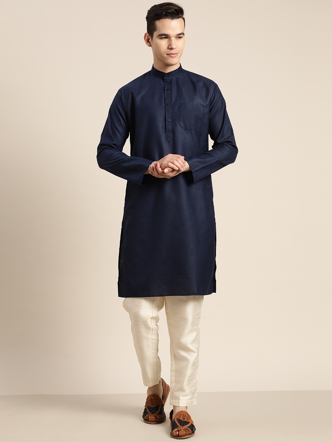 

SOJANYA Solid Kurta, Navy blue