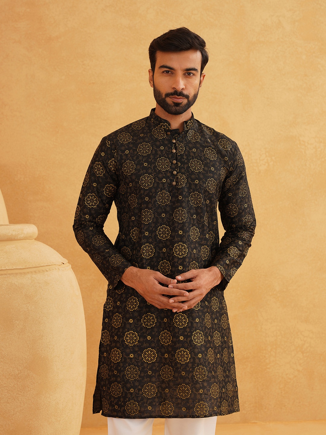 

SOJANYA Ethnic Motifs Printed Kurta, Black