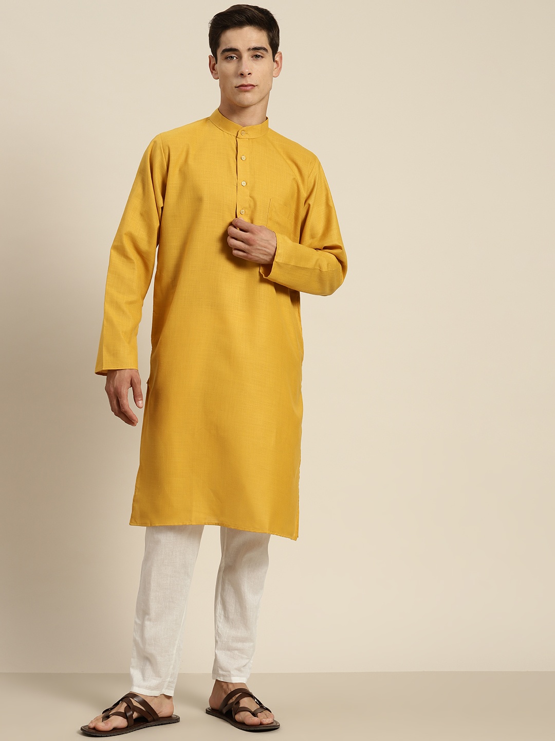 

SOJANYA Cotton Silk Kurta, Mustard
