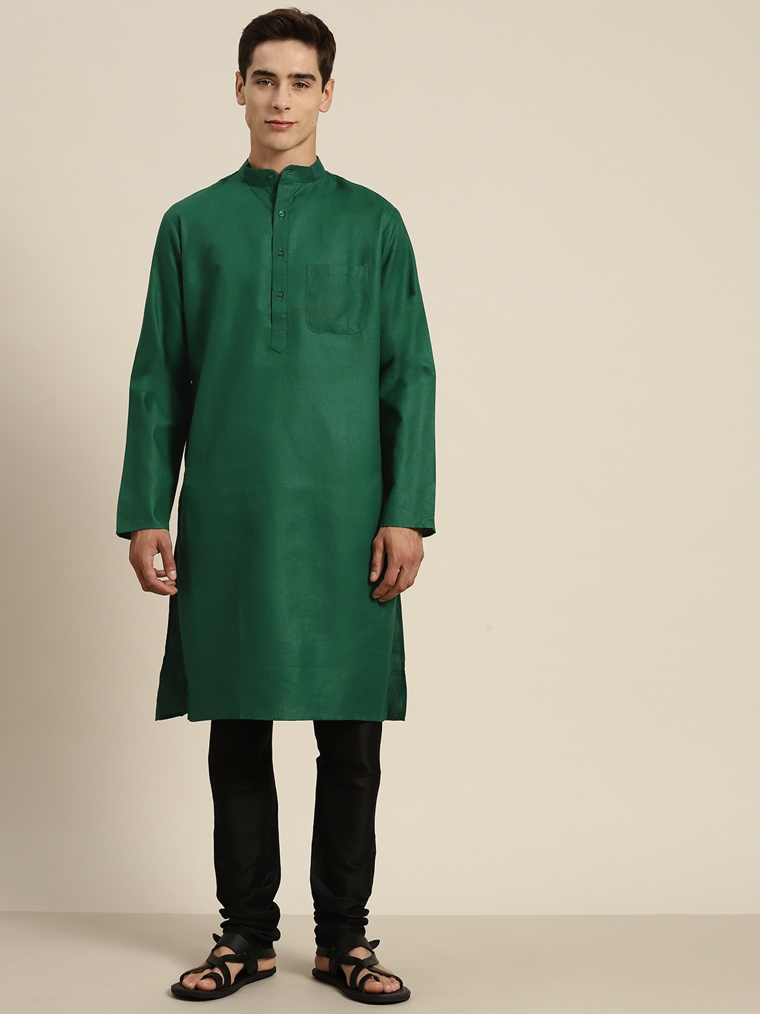 

SOJANYA Cotton Linen Kurta, Green