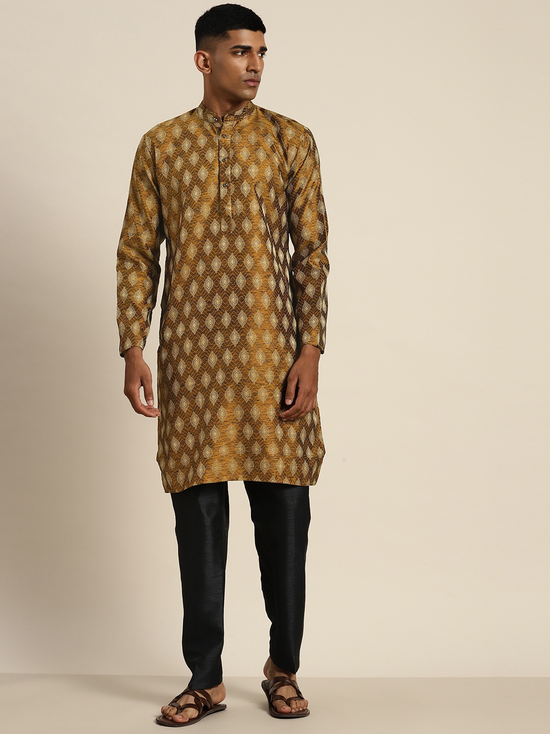 

SOJANYA Ethnic Motifs Silk Cotton Kurta, Mustard