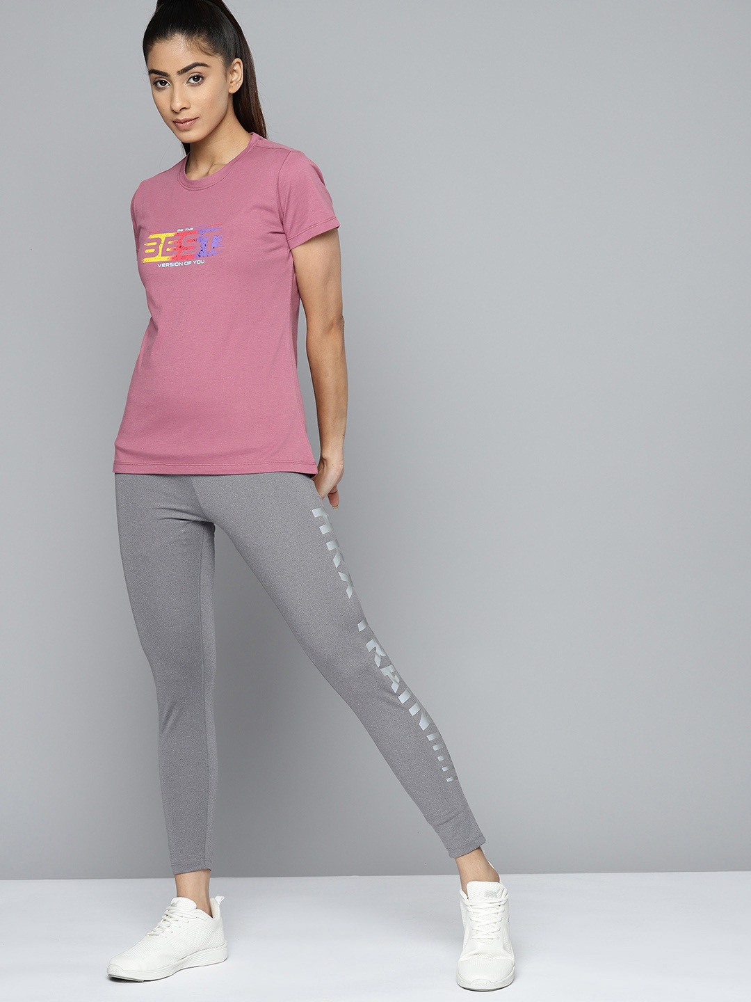 

HRX by Hrithik Roshan Typography Printed Bio-Wash Training Sports T-shirt, Mauve