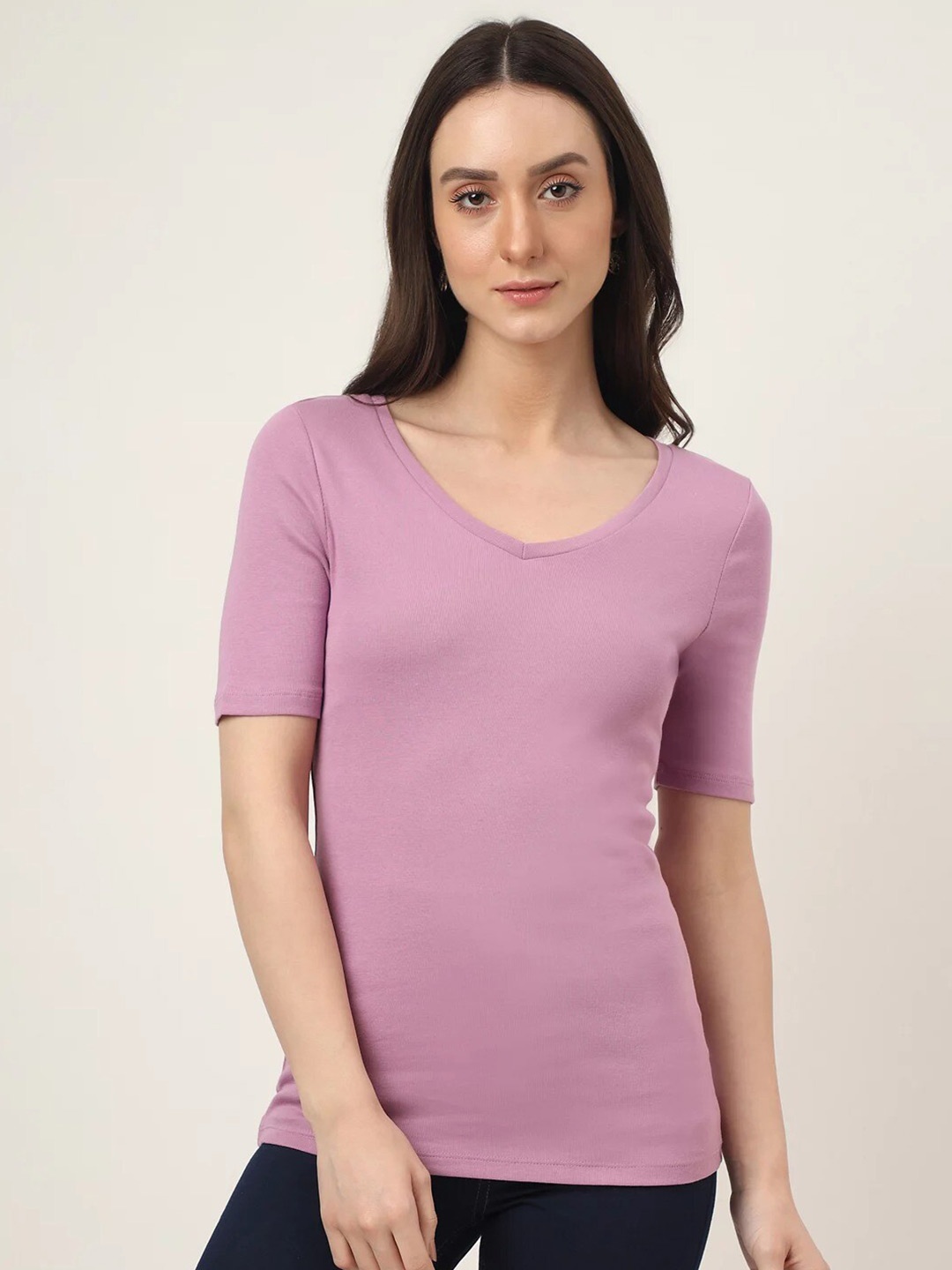 

Marks & Spencer V-Neck Pure Cotton T-shirt, Purple