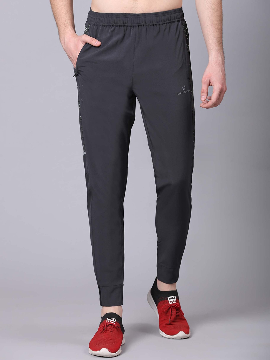 

Dpassion Men Regular Fit Mid-Rise Joggers, Grey