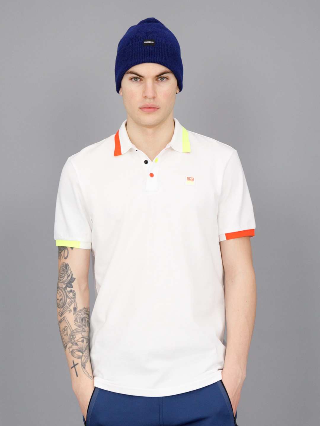 

FREESOUL Polo Collar Pure Cotton T-shirt, White