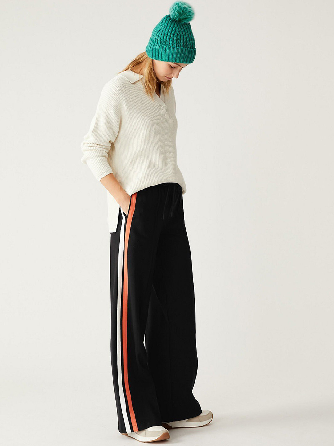 

Marks & Spencer Women Loose Fit High-Rise Parallel Trousers, Black