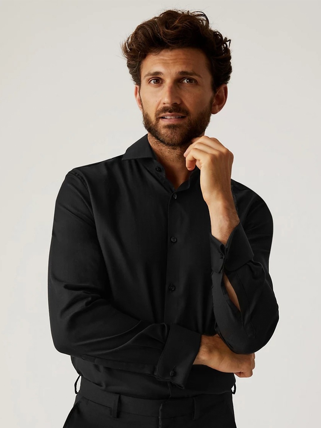 

Marks & Spencer Men Cotton Opaque Casual Shirt, Black
