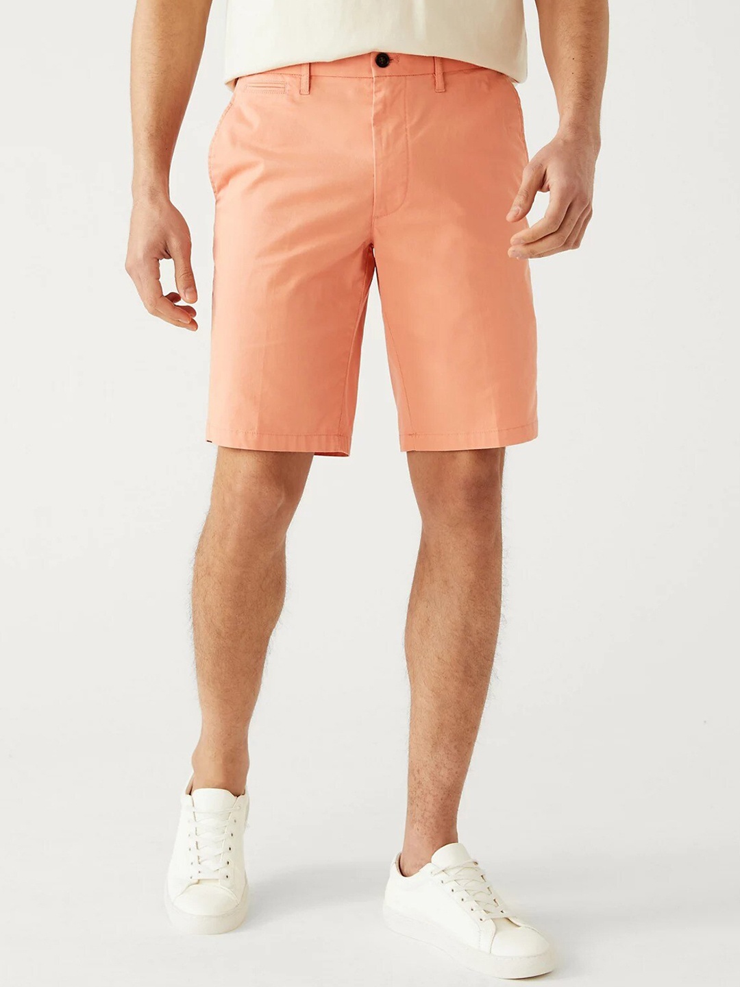 

Marks & Spencer Men Mid-Rise Above Knee Shorts, Orange