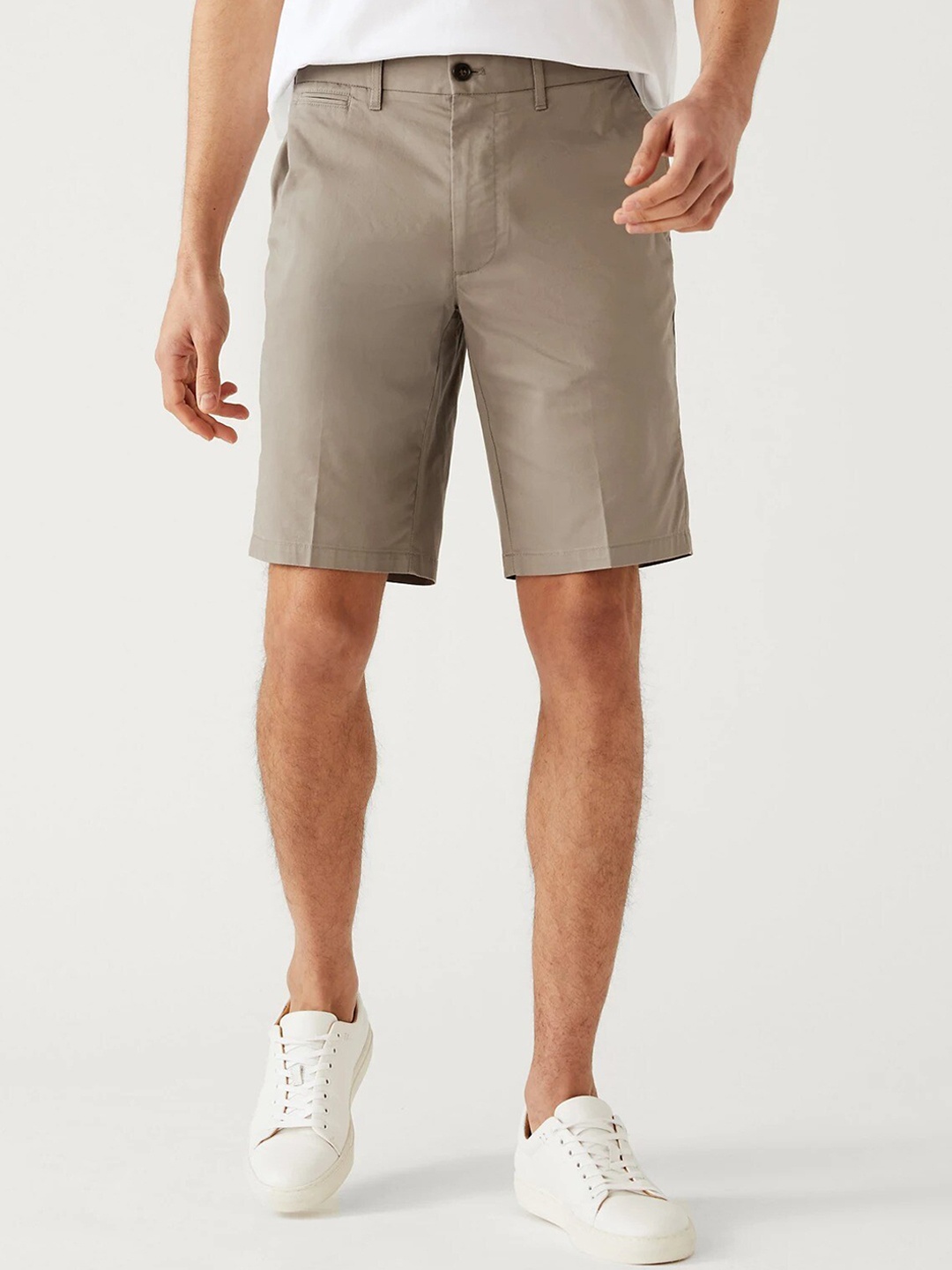 

Marks & Spencer Men Mid-Rise Above Knee Chino Shorts, Brown