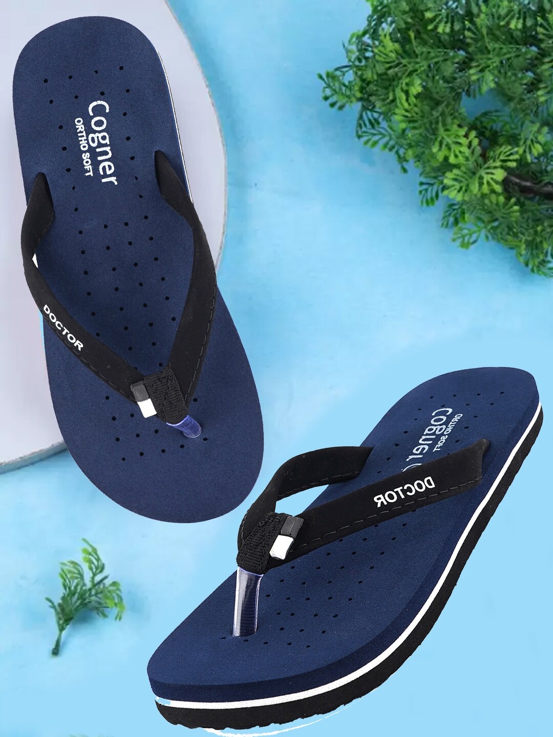 

Cogner Women Rubber Thong Flip-Flops, Navy blue