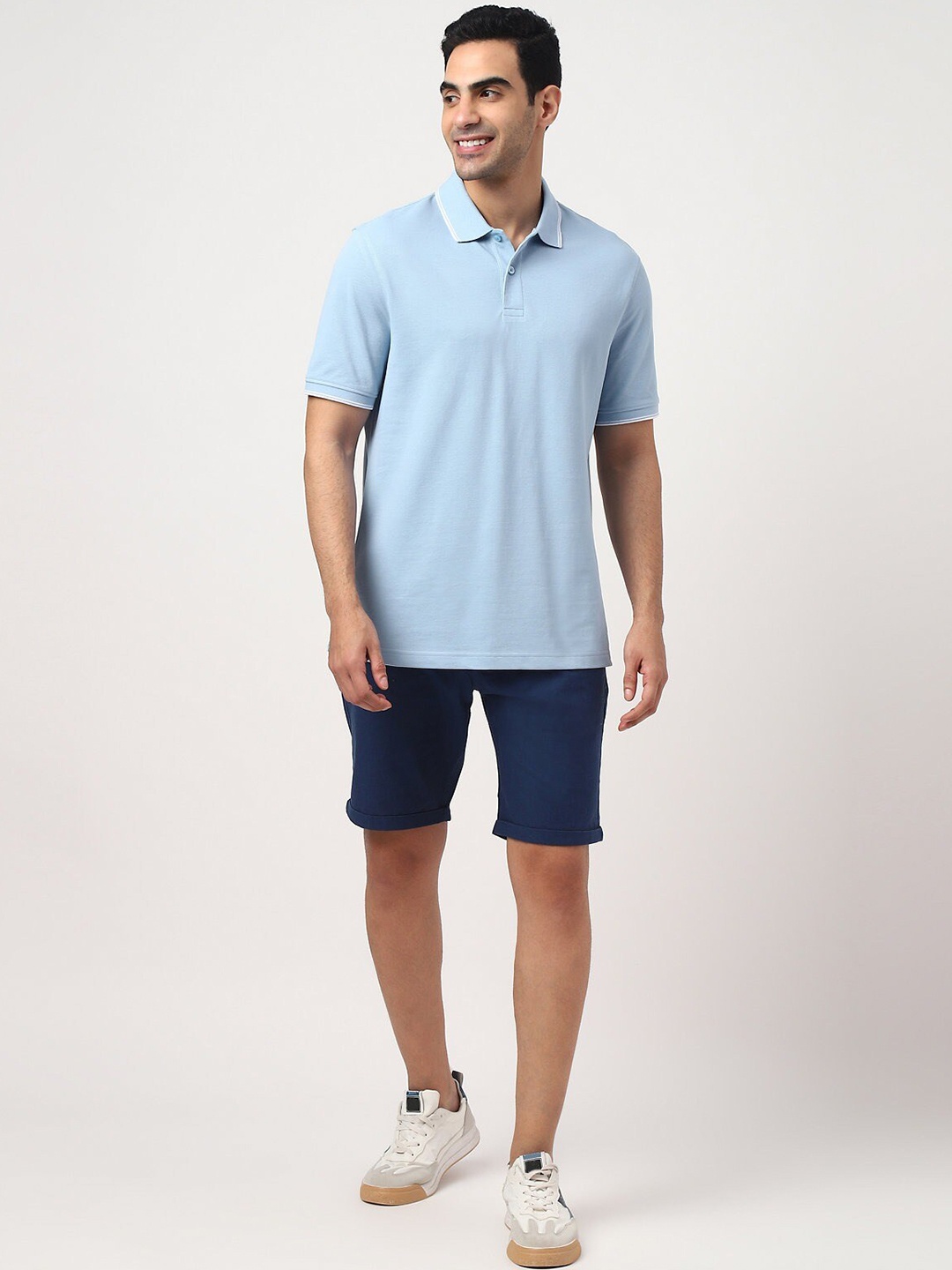 

Marks & Spencer Polo Collar Cotton T-shirt, Blue