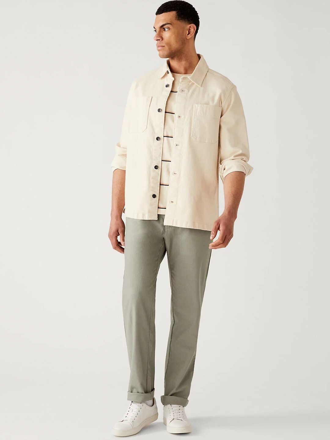 

Marks & Spencer Men Mid-Rise Regular Fit Chinos, Grey
