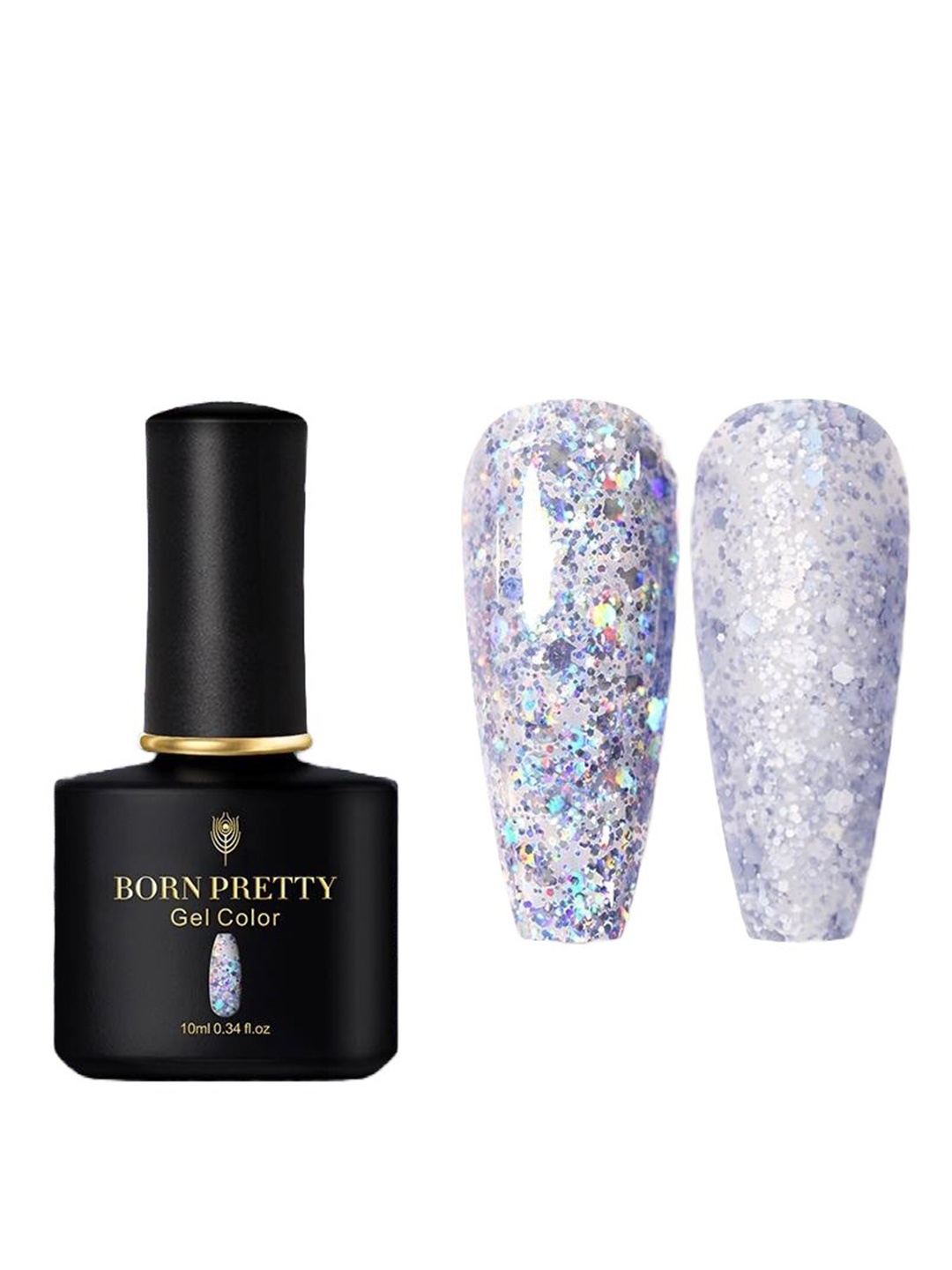 

BORN PRETTY Black Spar Series Glossy UV LED Gel Nail Enamel 10ml - Shade BP142, Silver
