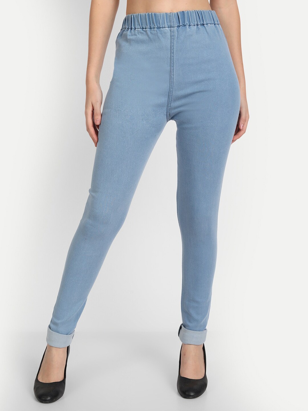 

AngelFab Women Regular Fit Cotton Denim Jeggings, Blue