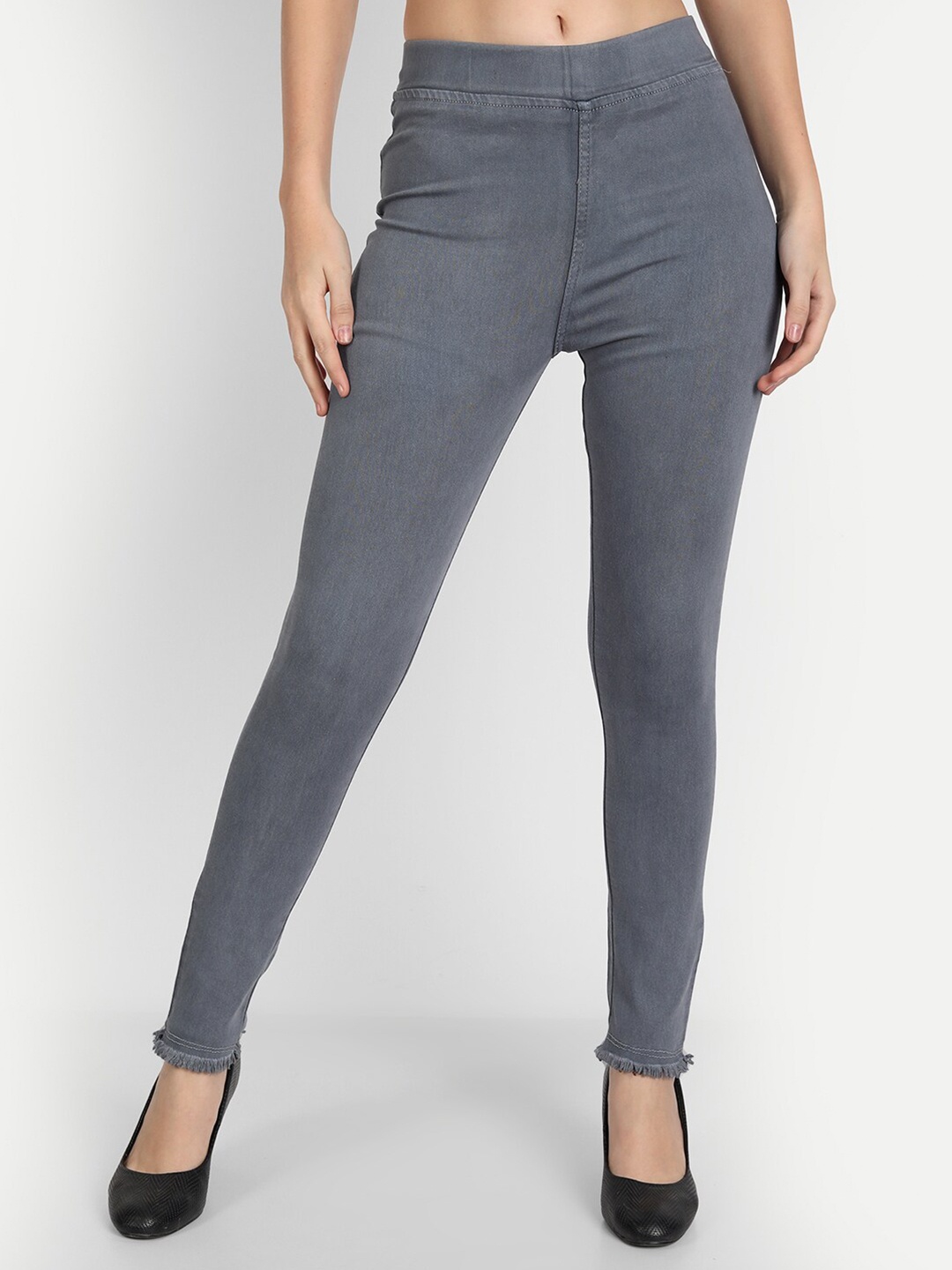 

AngelFab Women Regular Fit Cotton Denim Jeggings, Grey