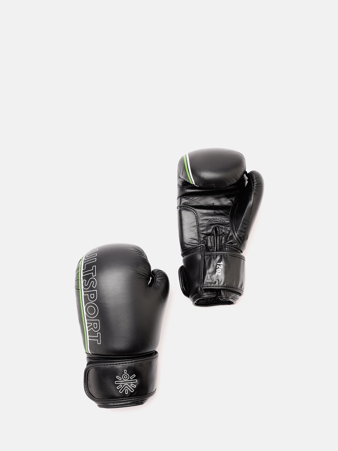 

CULT Brand Logo Printed Leather Antimicrobial Boxing Gloves, Black