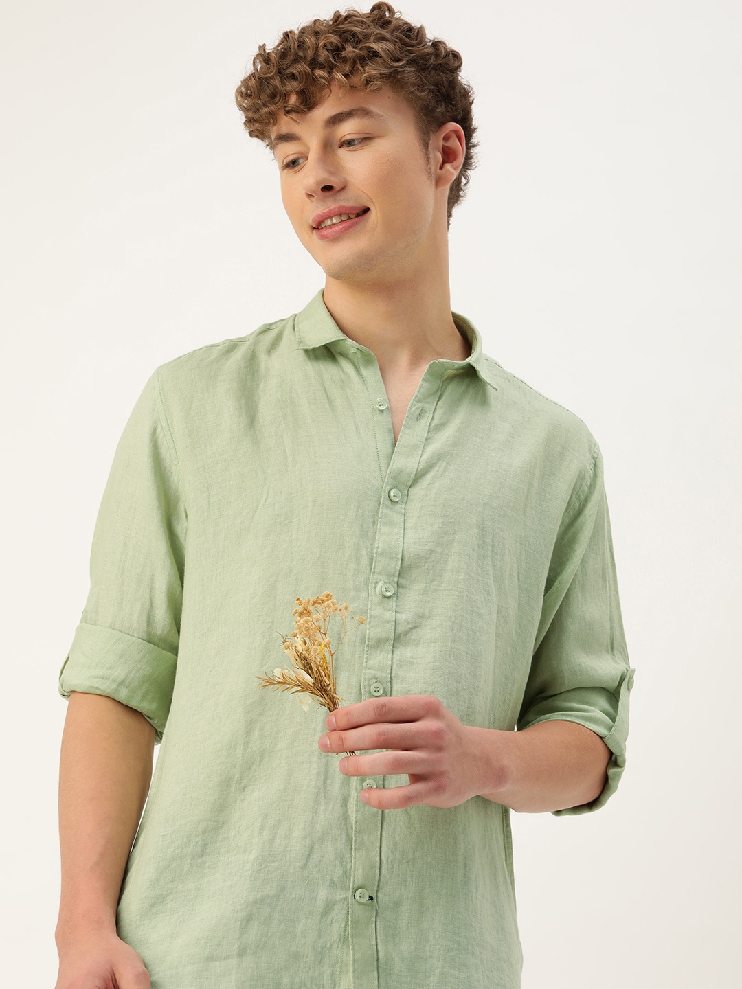 

Mast & Harbour Pure Linen Casual Shirt, Green