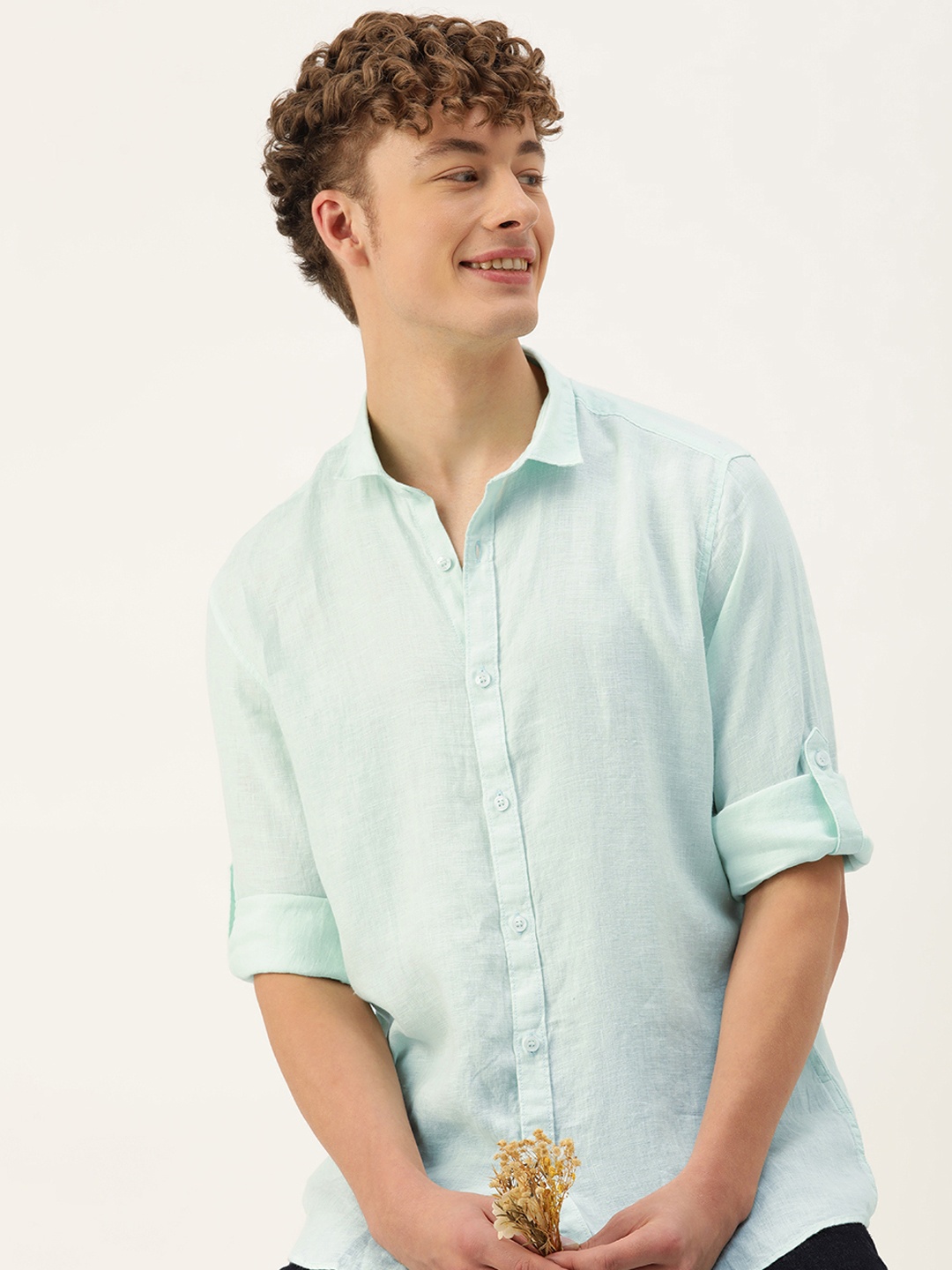 

Mast & Harbour Pure Linen Casual Shirt, Blue