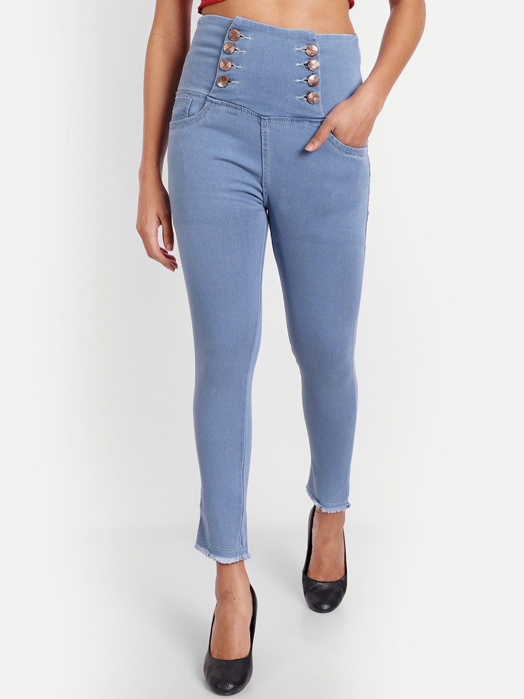 

AngelFab Women Jean Skinny Fit High-Rise Stretchable Cotton Jeans, Blue