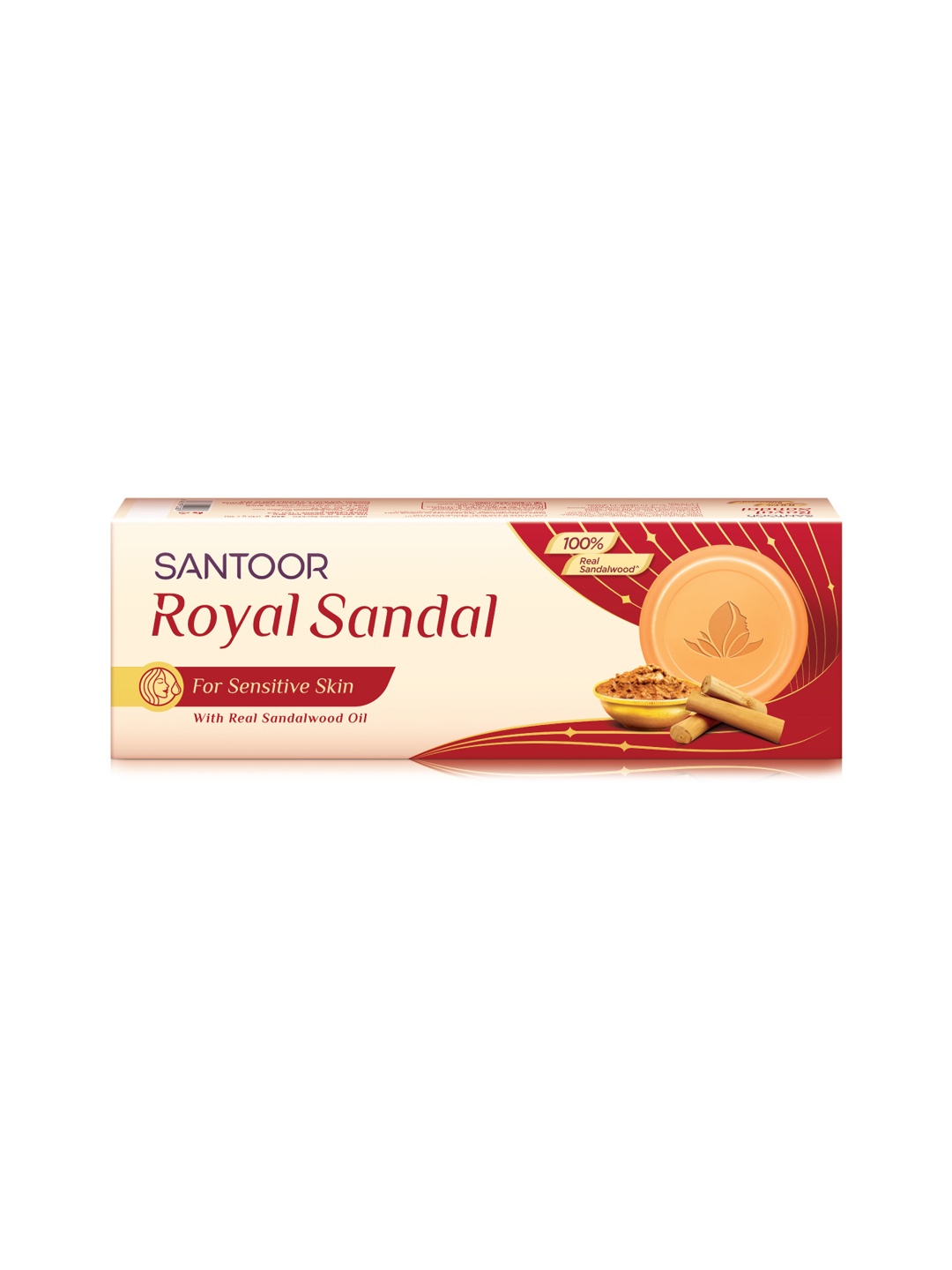 

Santoor Set of 3 Royal Sandal Soap with Real Sandalwood & Chamomile Oil - 150 g each, Gold