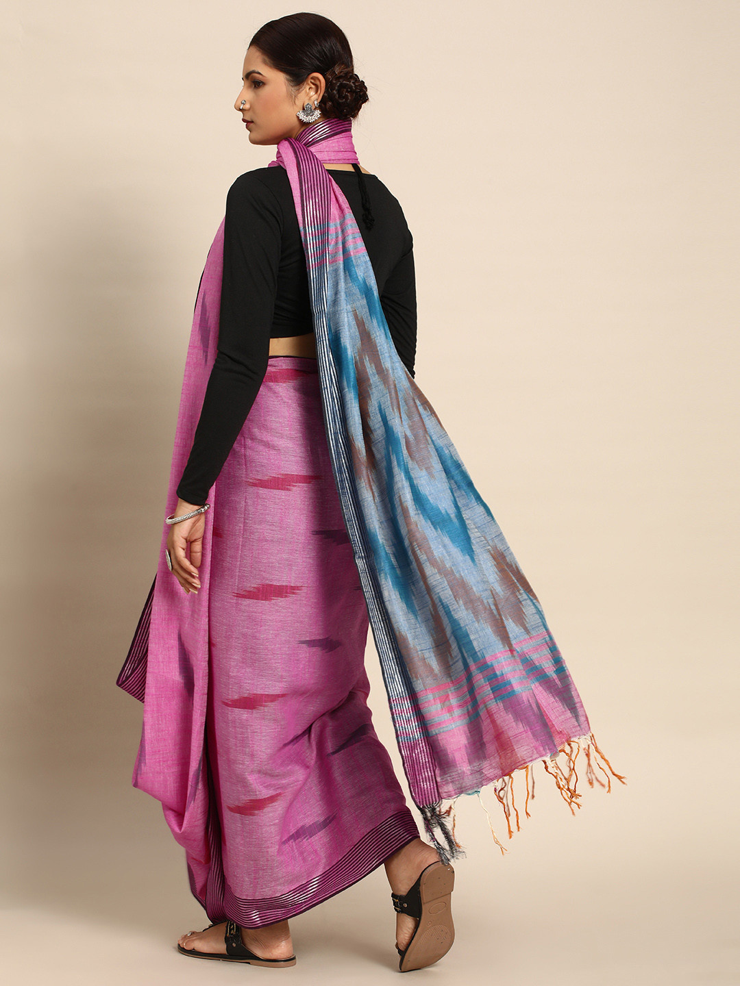 

Taavi Printed Pure Cotton Bhagalpuri Saree, Pink