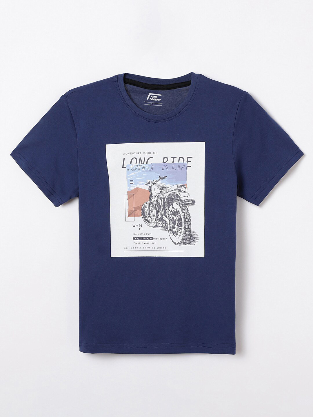 

Fame Forever by Lifestyle Boys Graphic Printed Round Neck Pure Cotton T-shirt, Blue