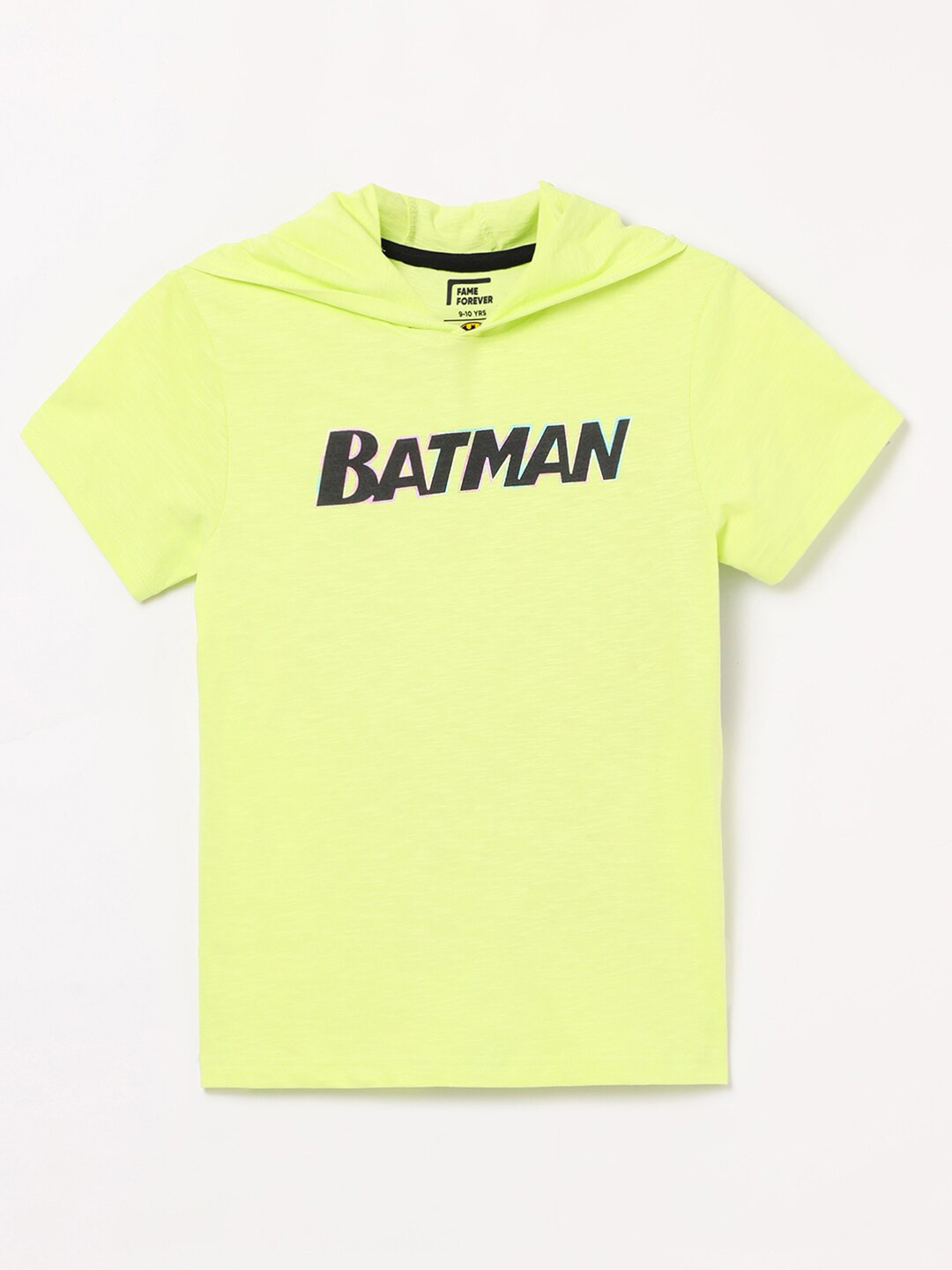 

Fame Forever by Lifestyle Boys Batman Printed Short Sleeve Hooded Pure Cotton T-shirt, Yellow