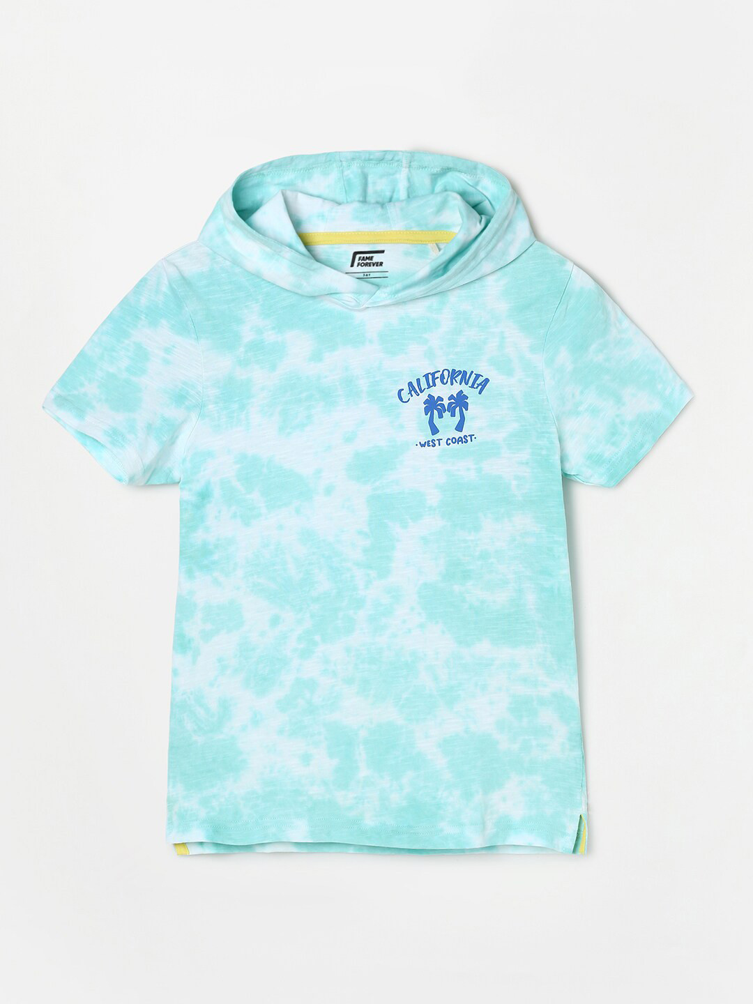 

Fame Forever by Lifestyle Boys Tie and Dye Cotton T-shirt With Hood, Blue