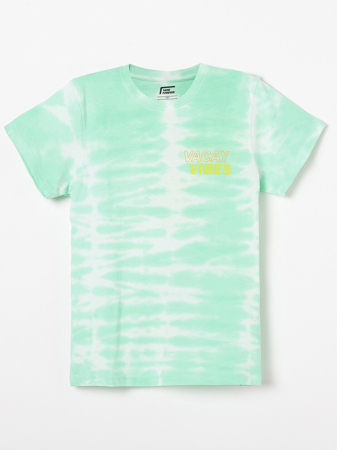 

Fame Forever by Lifestyle Boys Tie & Dye Round Neck Pure Cotton T-shirt, Green