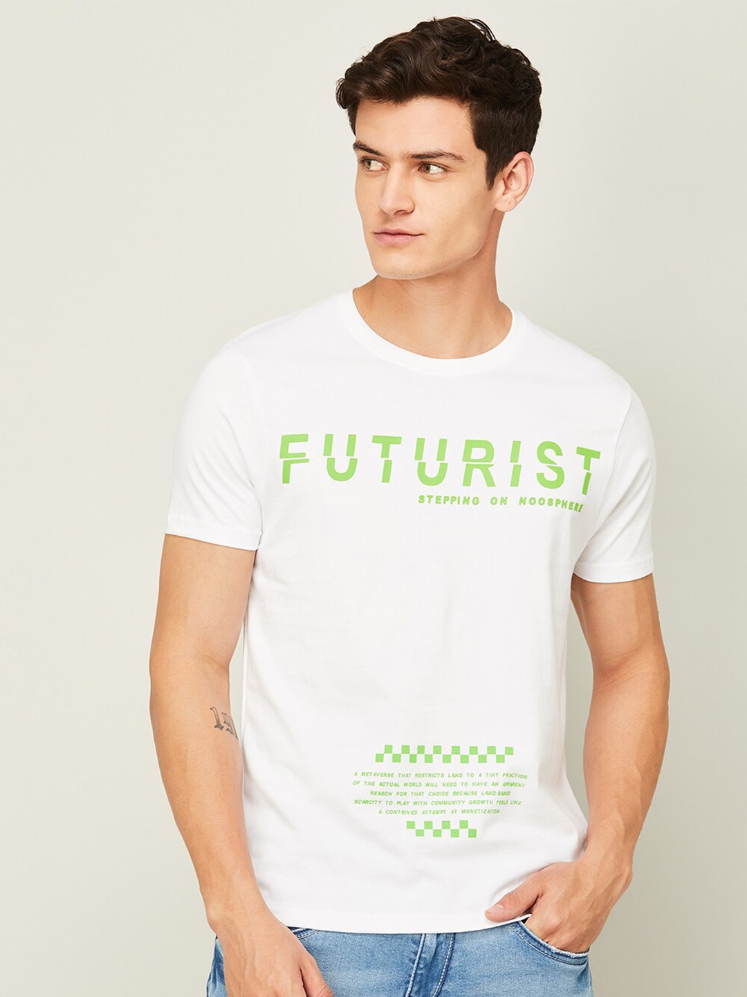 

Bossini Typography Printed Cotton T-shirt, White