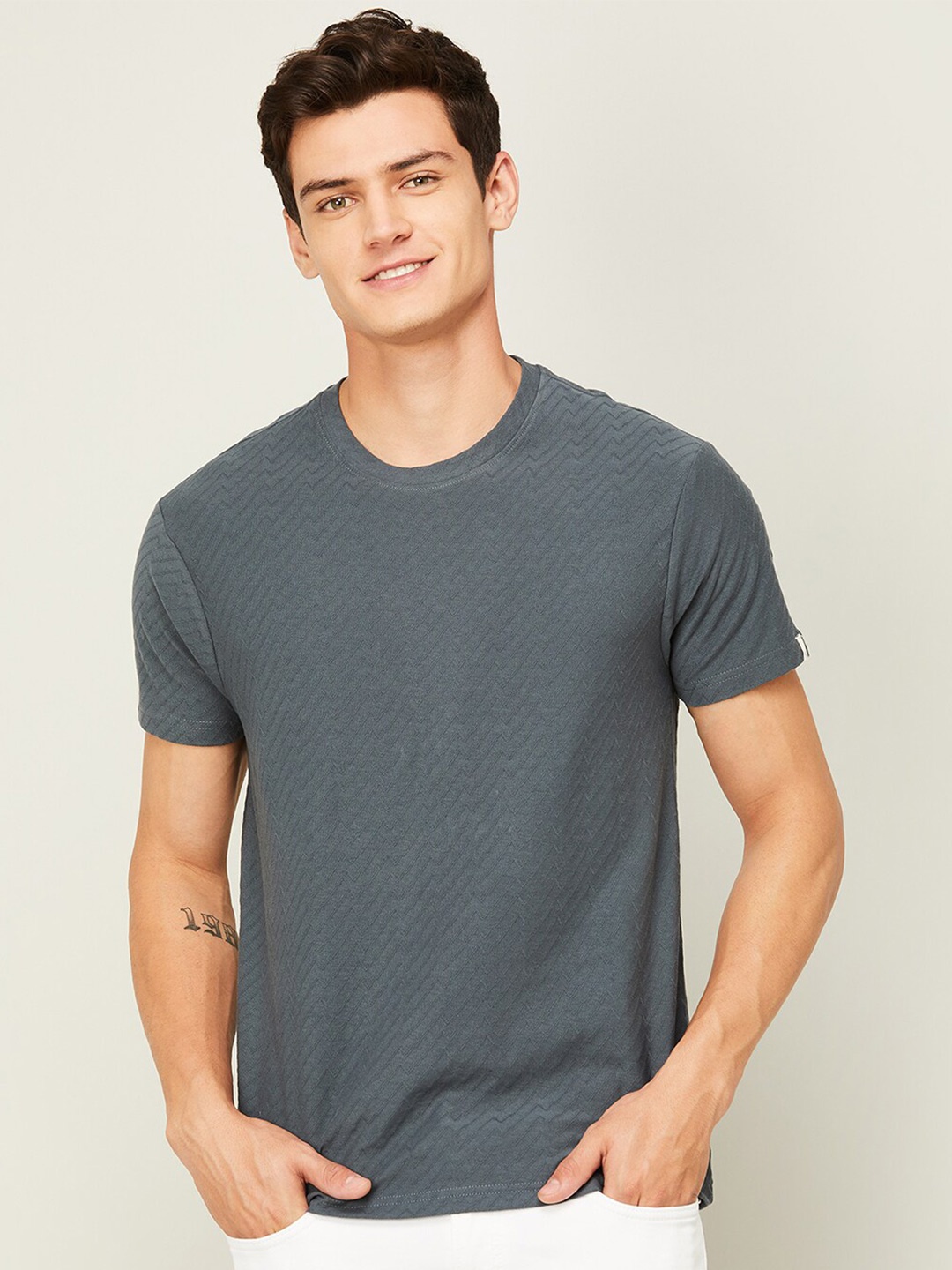 

Fame Forever by Lifestyle Round Neck Cotton T-shirt, Grey