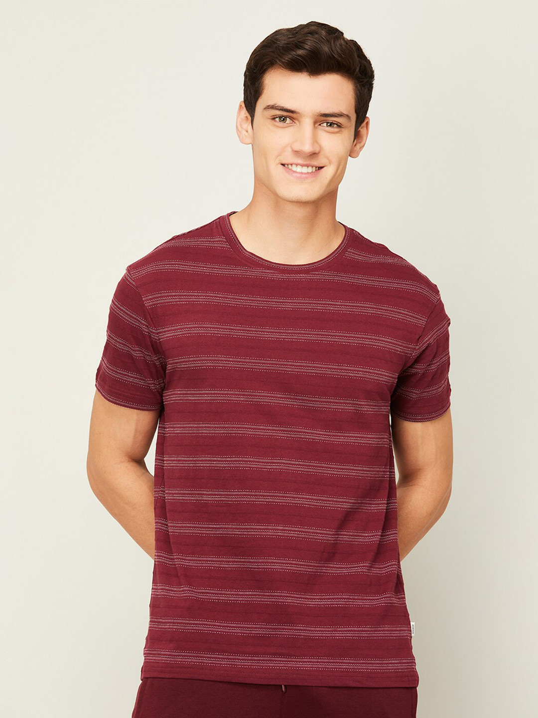 

Fame Forever by Lifestyle Striped Cotton T-shirt, Burgundy
