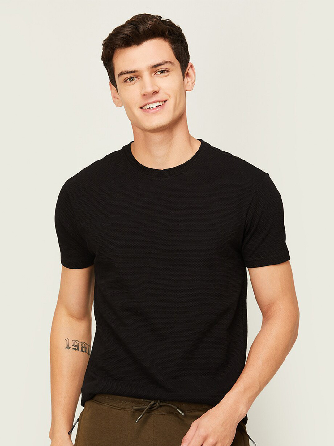 

Fame Forever by Lifestyle Self Design Round Neck cotton T-shirt, Black