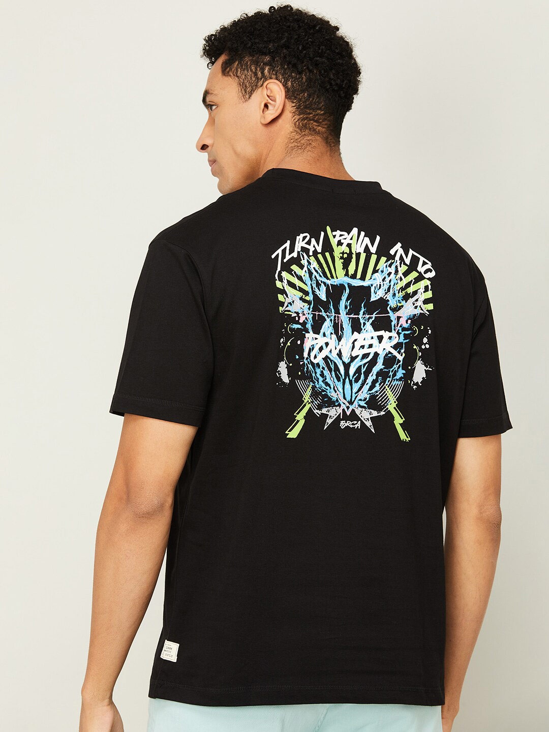 

Forca Typography Printed Cotton T-shirt, Black