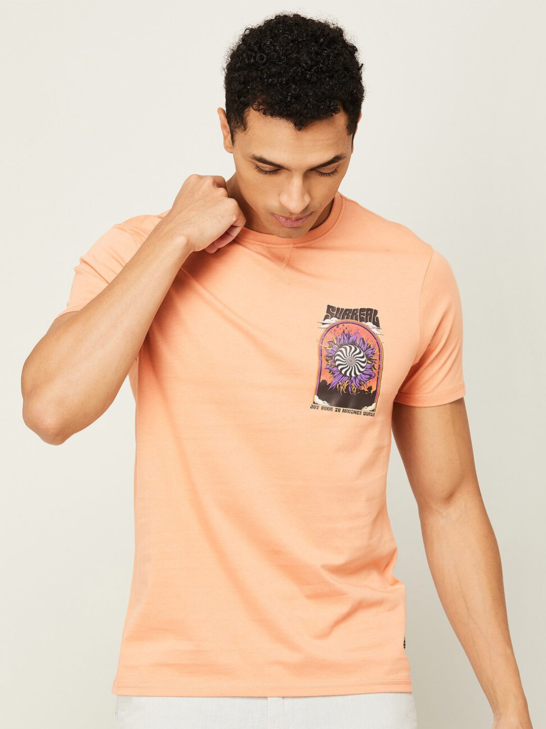 

Forca by Lifestyle Graphic Printed Cotton T-shirt, Orange