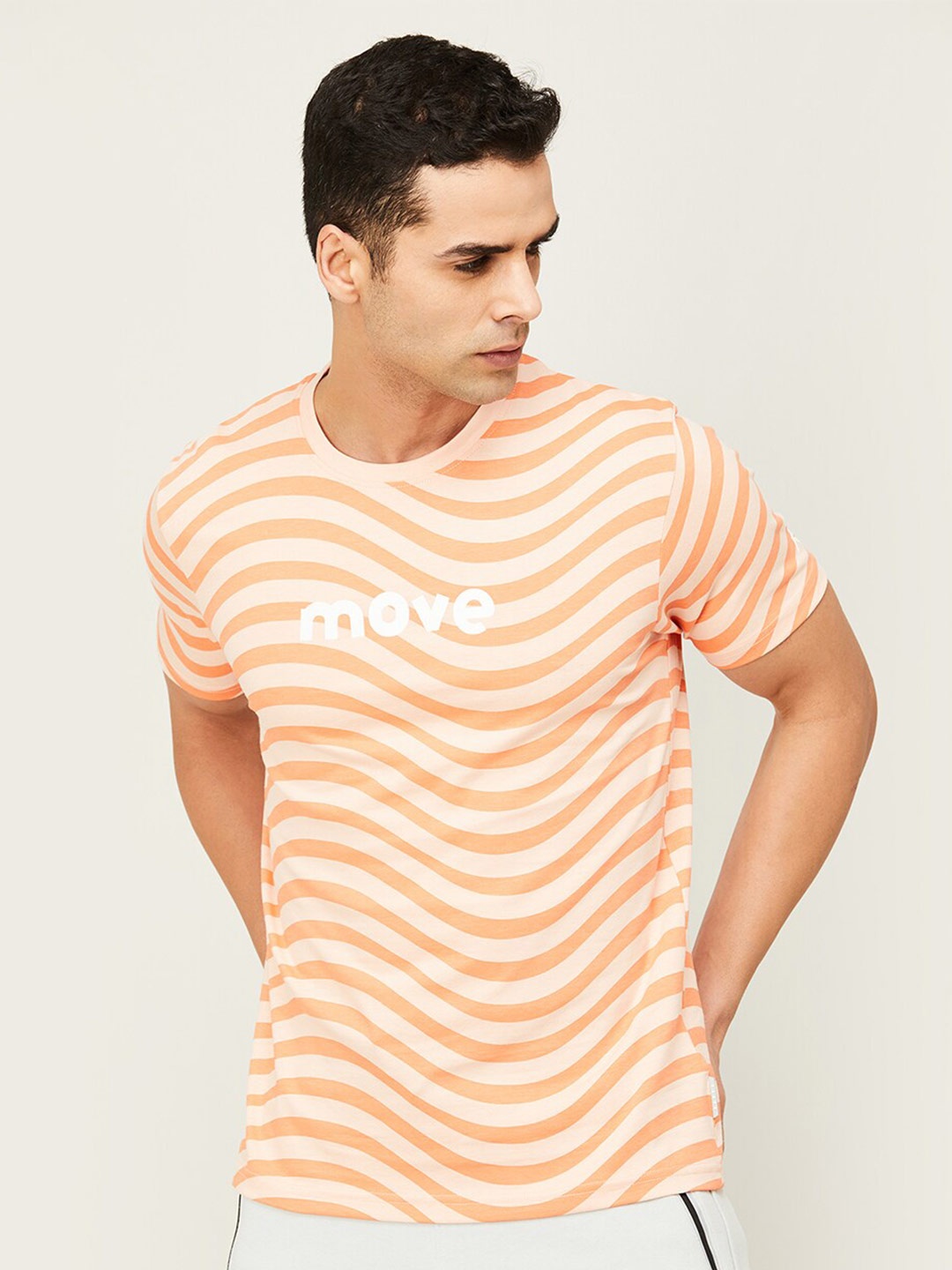 

Kappa Abstract Round Neck Cotton T-shirt, Peach