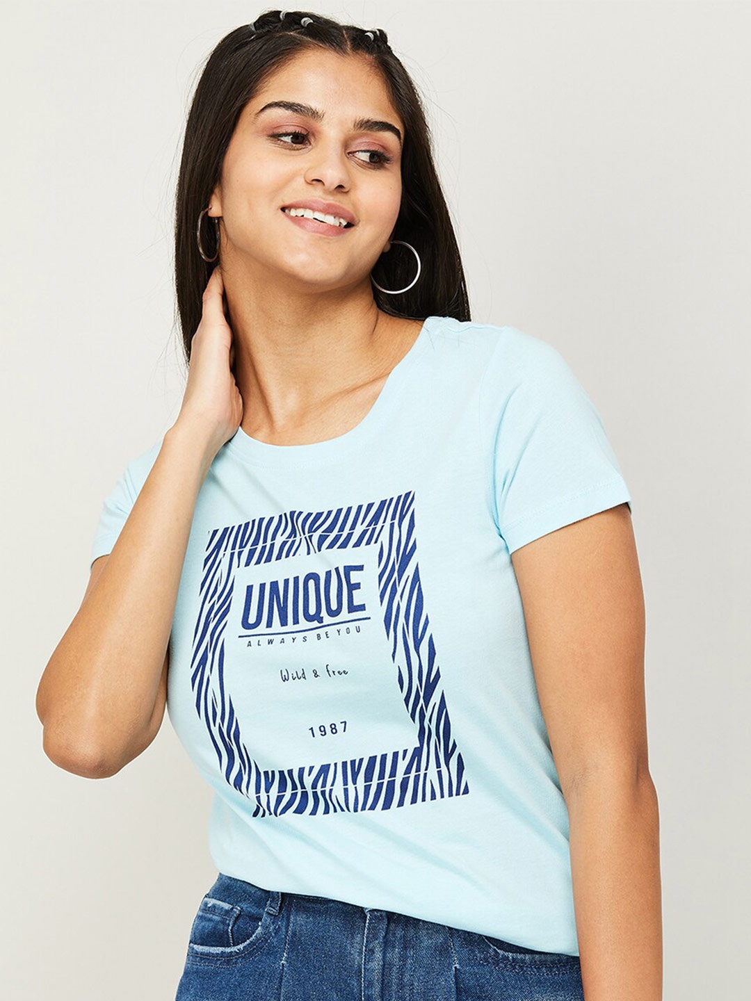 

Fame Forever by Lifestyle Typography Printed Pure Cotton T-shirt, Blue