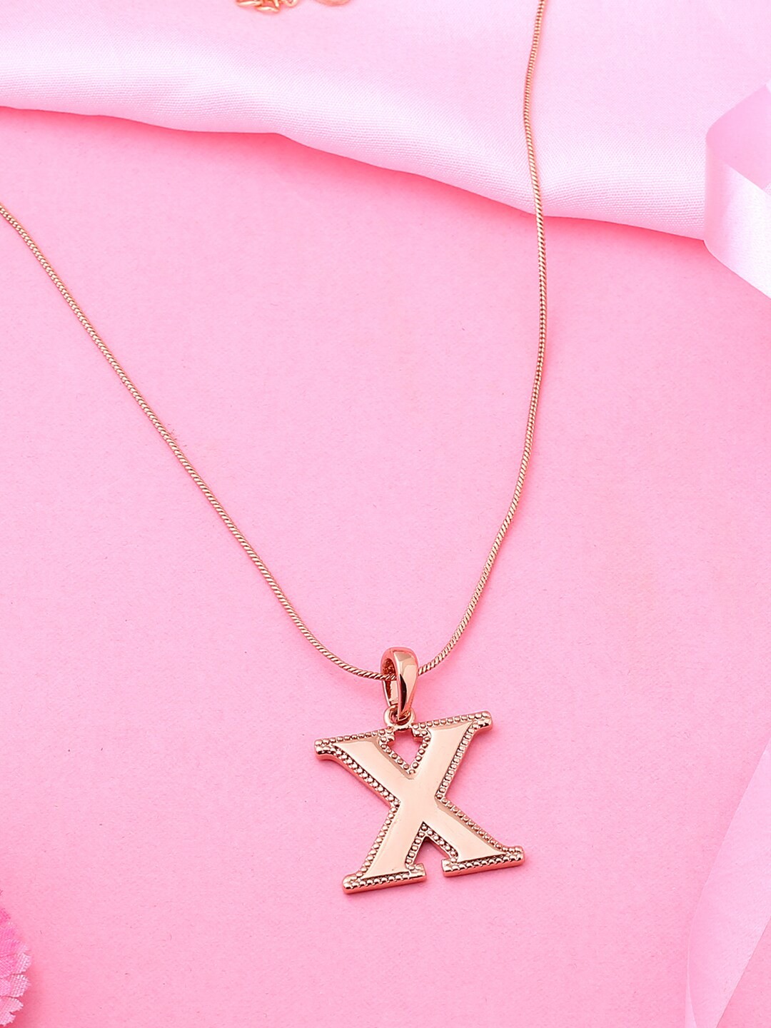 

Estele Women Rose Gold-Plated Alphabet X Pendant With Chain