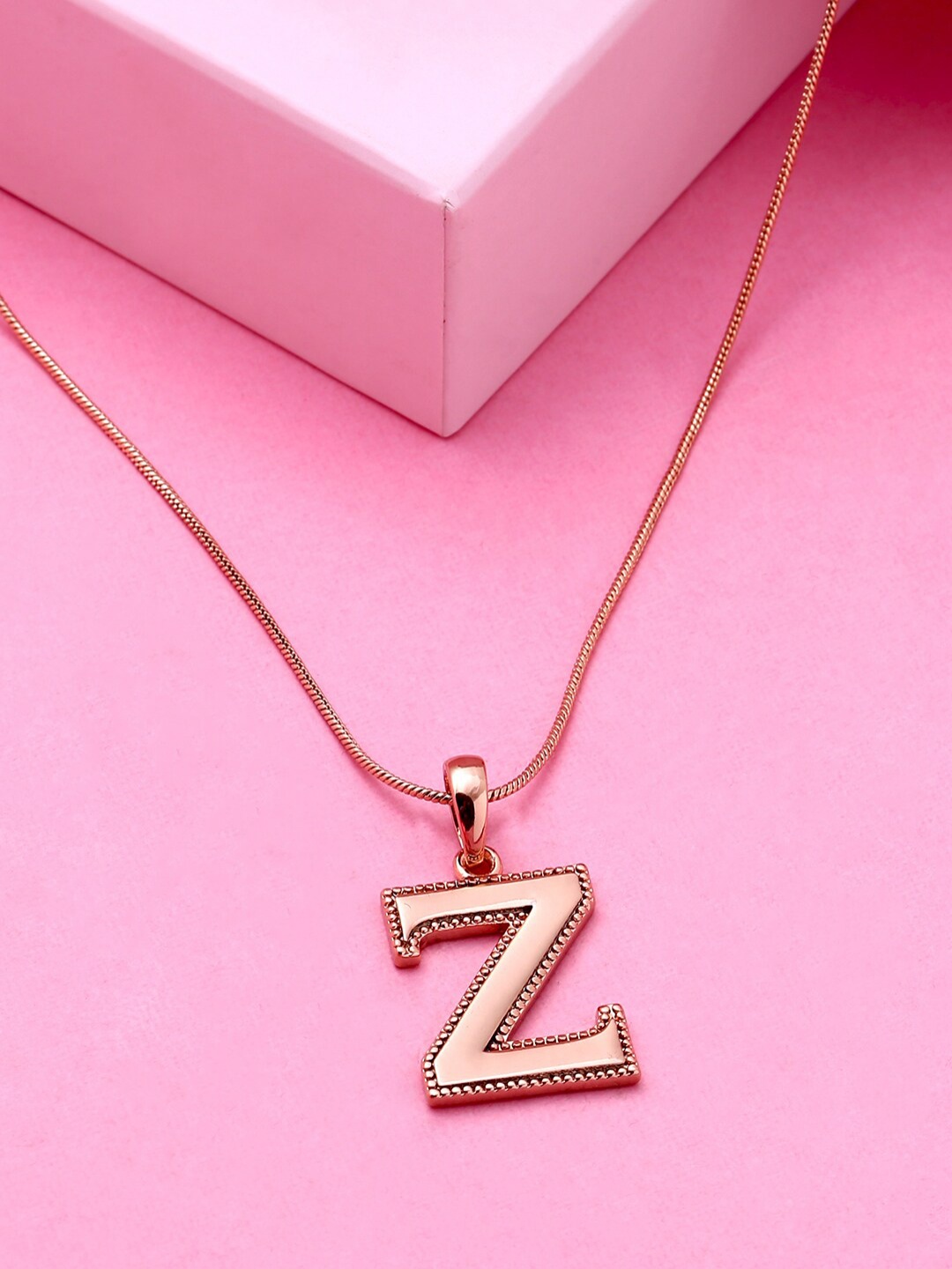 

Estele Rose Gold-Plated Alphabet Z Pendant With Chain