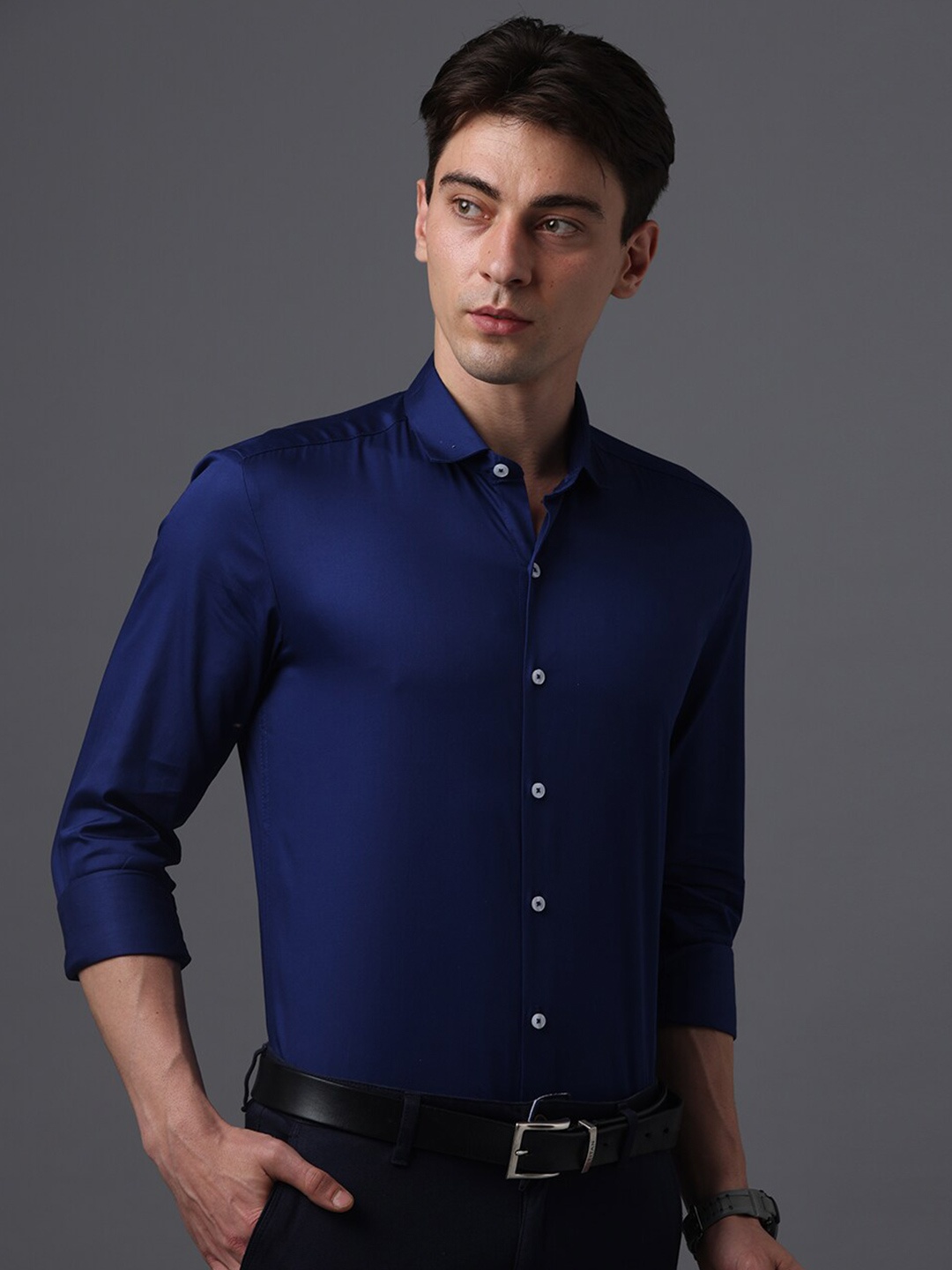 

FOGA Regular Fit Pure Cotton Casual Shirt, Blue