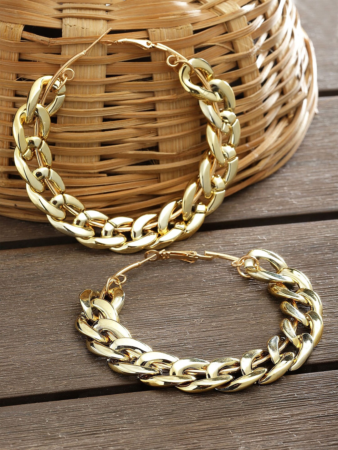 

Bohey by KARATCART Gold-Plated Circular Hoop Earrings