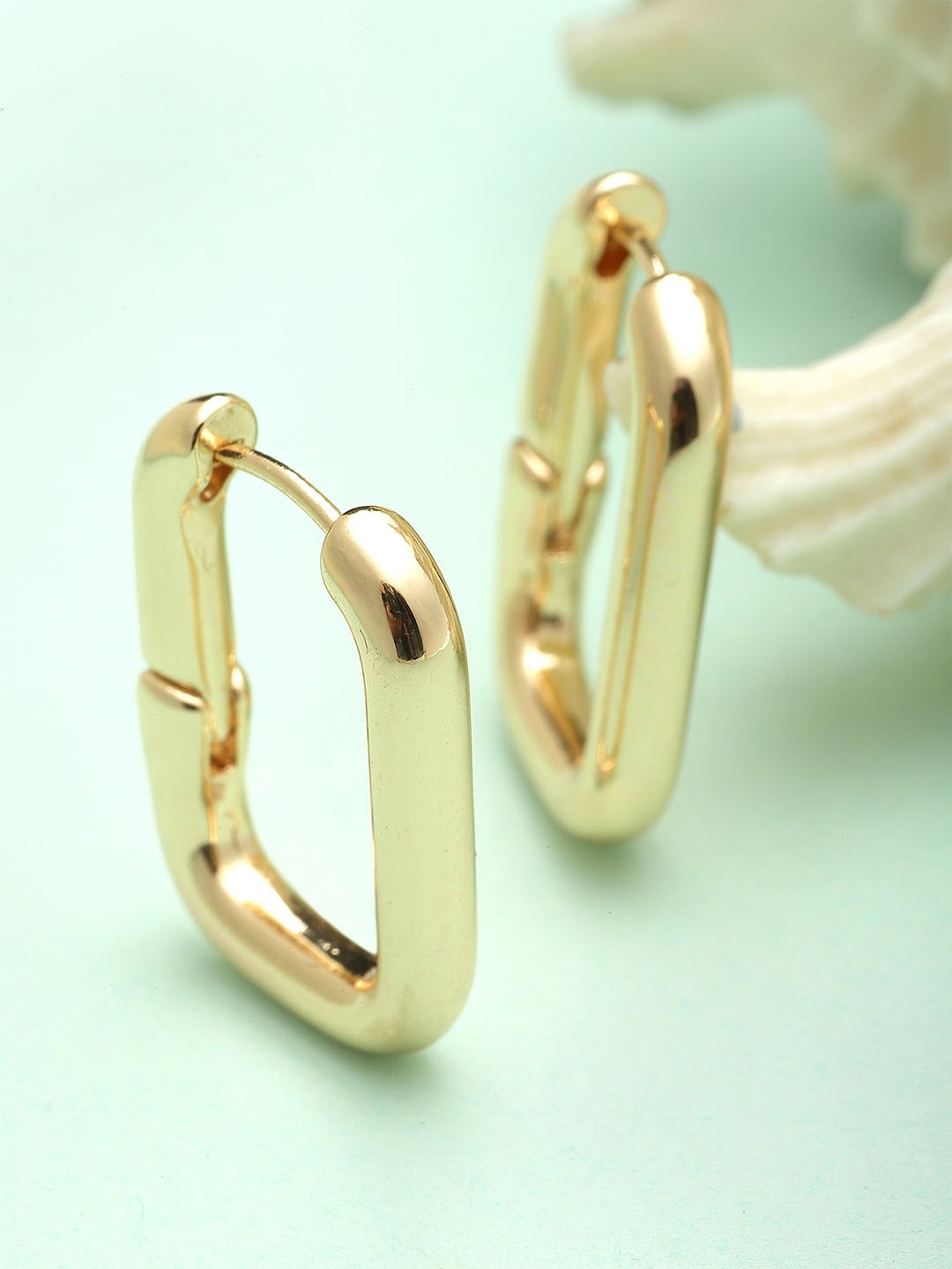 

Bohey by KARATCART Gold-Plated Contemporary Hoop Earrings