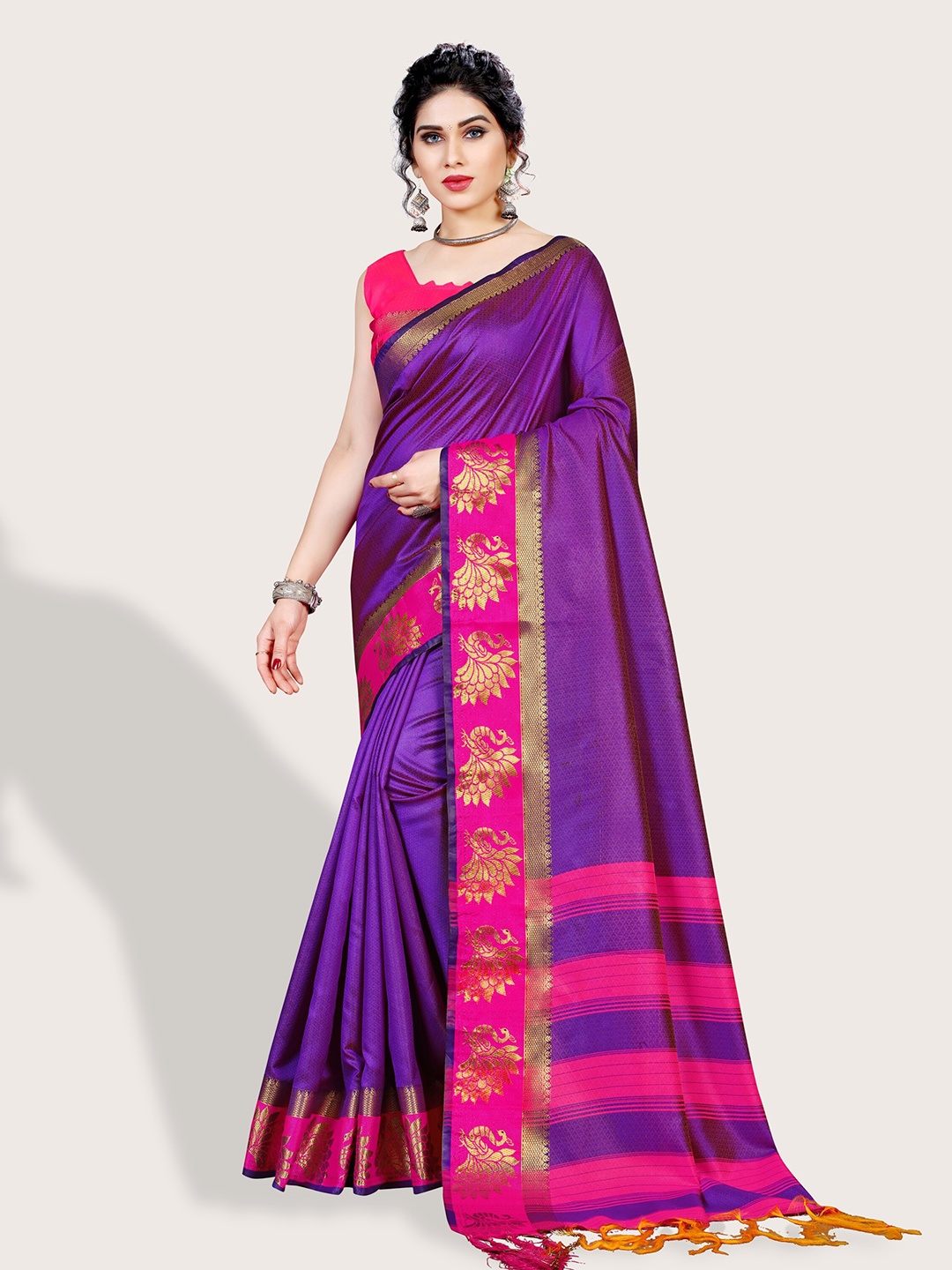 

Vaidehi Fashion Zari Art Silk Saree, Purple