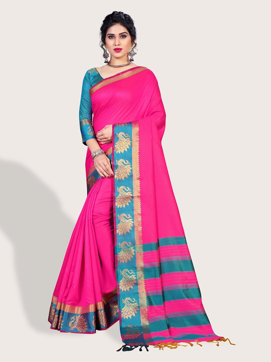 

Vaidehi Fashion Woven Design Zari Art Silk Saree, Pink