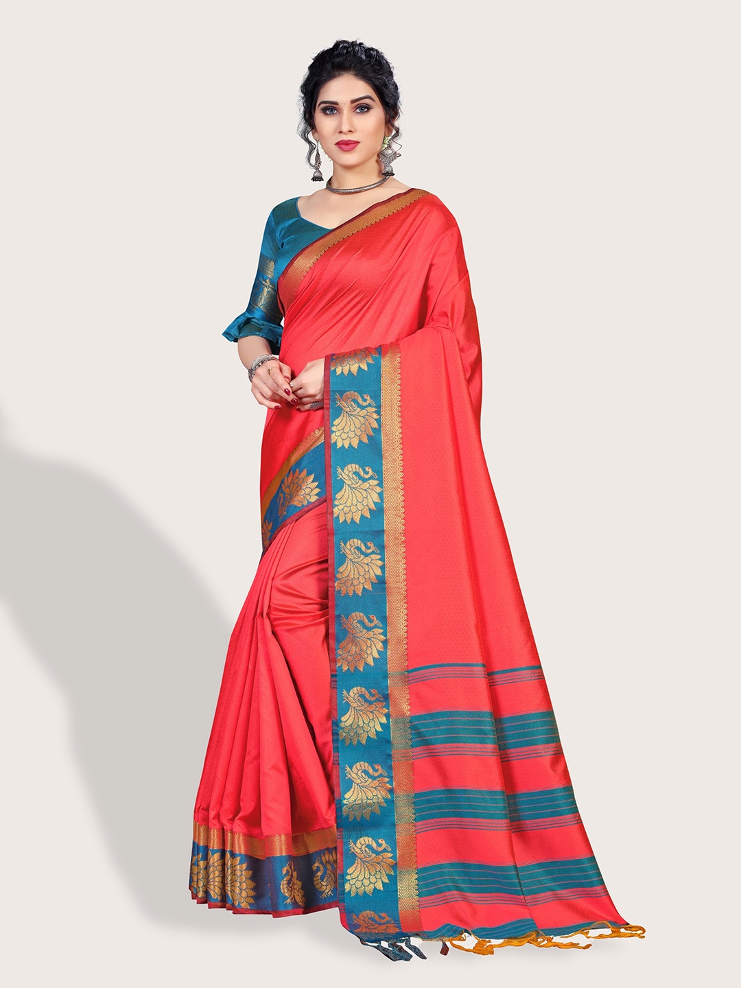 

Vaidehi Fashion Woven Design Zari Art Silk Saree, Red